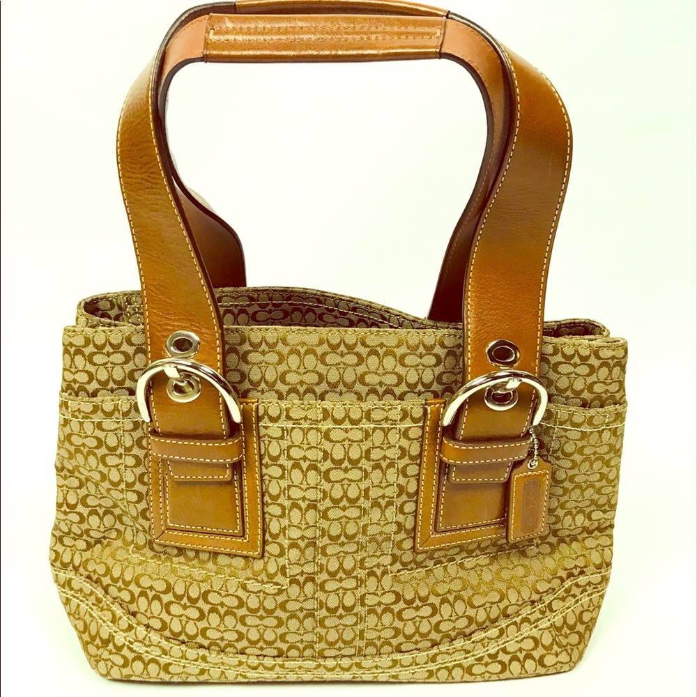 Coach Womens Soho Pleated Signature Handbag Purse